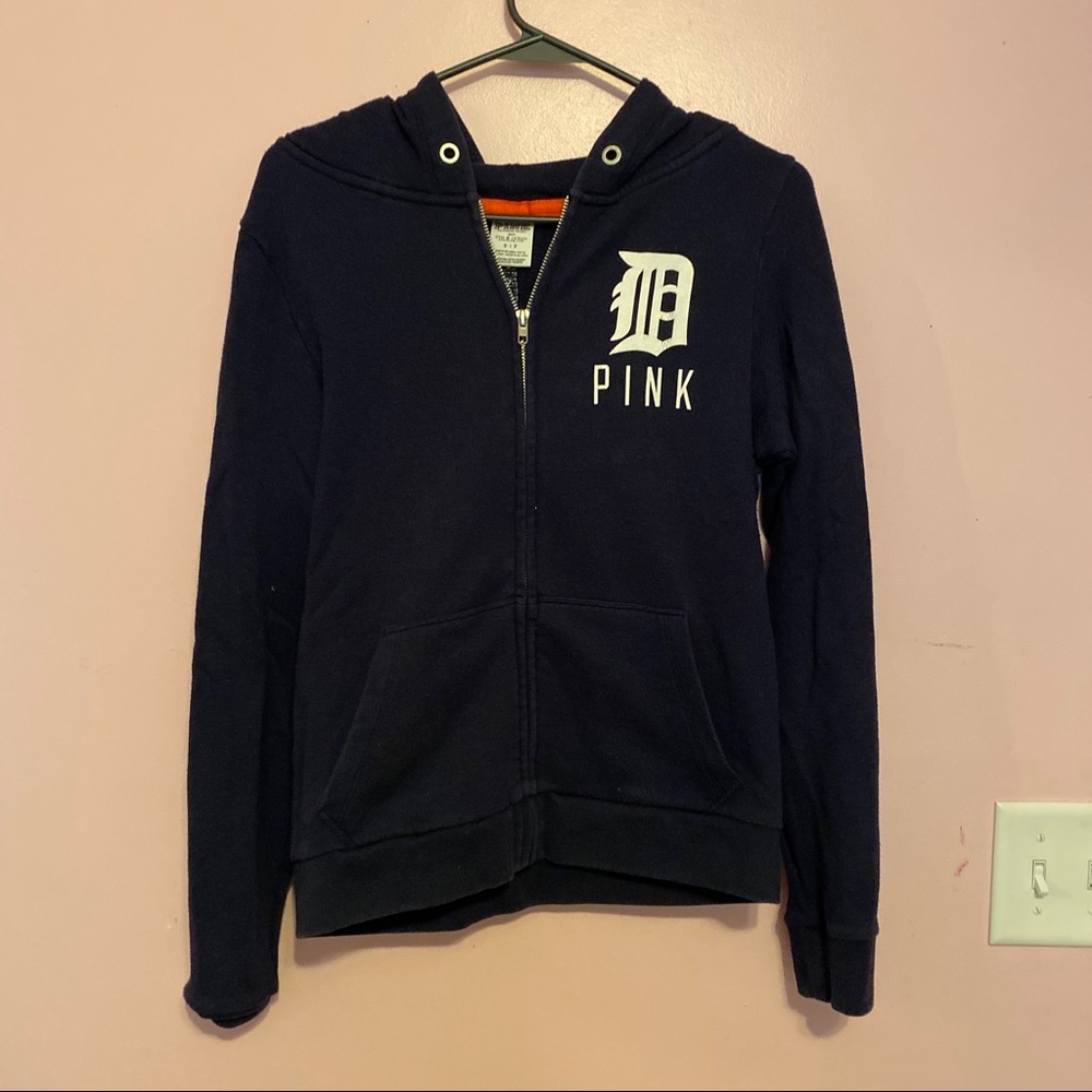 PINK / Detroit tigers zip up hoodie